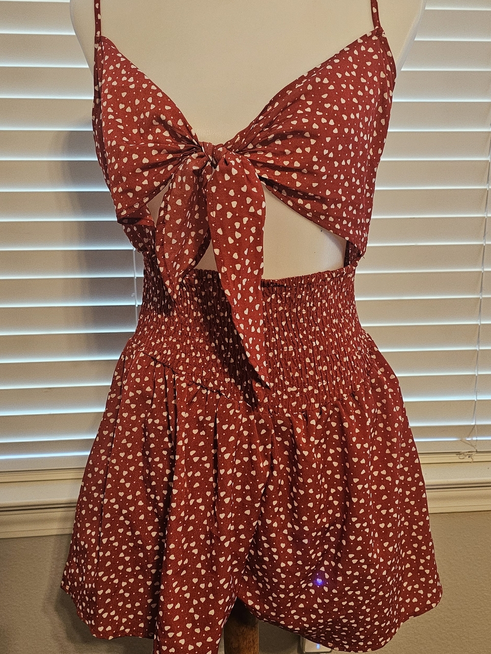 SHEIN Red Dress with White Heart Print